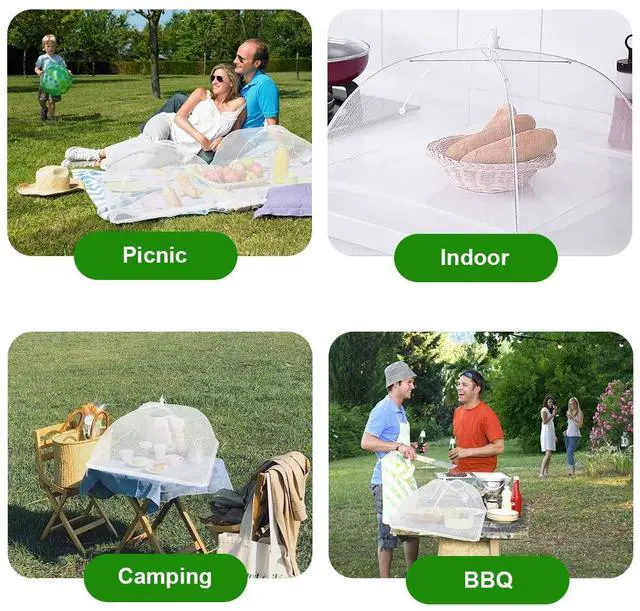 Alt view image 2 of 7 - (8Pack) Pop-up Picnic Food Tent Covers, 17x17Inch Foldable Mesh Screen Food Covers for Outdoors, Reusable Food Cover Net Keep Out Flies, Mosquitoes