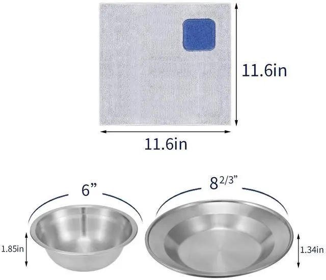 Alt view image 3 of 7 - Camping Dinnerware Set Stainless - Camping Mess Kit Includes Cups, Bowls, Dishes, Knives, Forks, Spoons, Etc, Camping Tableware Set with Mesh Bag is Easy to Carry2-Person Set Blue