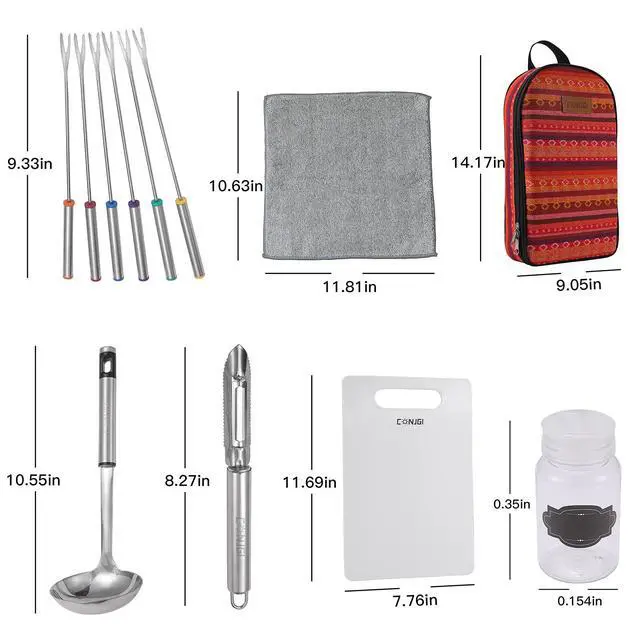 Alt view image 3 of 7 - Portable Camping Cooking Utensils Set Bag Suitable for Fork, Spoon, Chopping Board, Chef's Knife,Kitchenware Storage