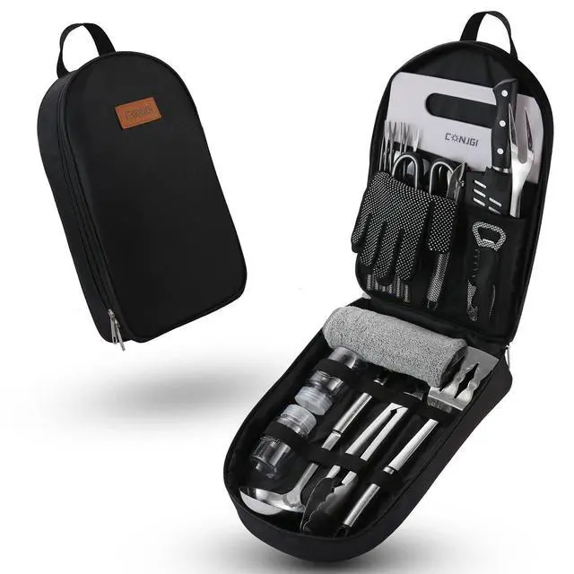 Alt view image 4 of 7 - Portable Camping Cooking Utensils Set Bag Suitable for Fork, Spoon, Chopping Board, Chef's Knife,Kitchenware Storage