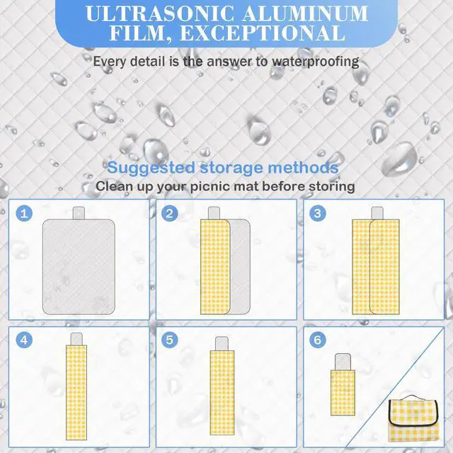 Alt view image 6 of 7 - Outdoor Picnic Blankets, 60''x 80'' Waterproof and Foldable - Durable, Spacious, and Portable Camping Blanket for Families, Perfect for Hiking/Beach/Park, and Nature Excursions(Yellow)