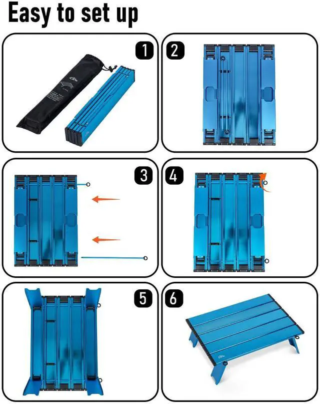 Alt view image 6 of 7 - Ultralight Compact Mini Beach Picnic Folding Alu. Table with Carry Bag, Two Size (Blue - S)