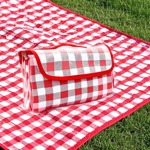 Alt view image 7 of 7 - Outdoor Picnic Blanket,Extra Large Picnic Blanket Beach Blankets, Picnic Mat Waterproof Sand Proof Foldable Portable for Outdoor Camping Hiking Travel Grass Music Festival Lawn Mats (red)