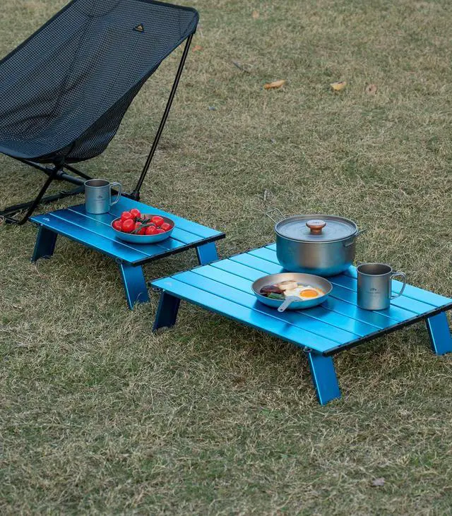 Alt view image 2 of 7 - Ultralight Compact Mini Beach Picnic Folding Alu. Table with Carry Bag, Two Size (Blue - S)