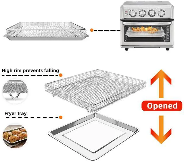 Alt view image 5 of 7 - Air Fryer Tray Replacement for Cuisinart TOA-60 TOA-65 TOA-70 Toaster oven tray, 12.4"x11"Air Fryer Basket and air fryer tray pan, Dishwasher Safe