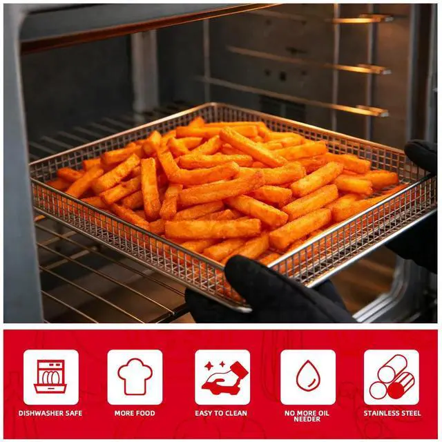 Alt view image 6 of 7 - Air Fryer Tray Replacement for Cuisinart TOA-60 TOA-65 TOA-70 Toaster oven tray, 12.4"x11"Air Fryer Basket and air fryer tray pan, Dishwasher Safe