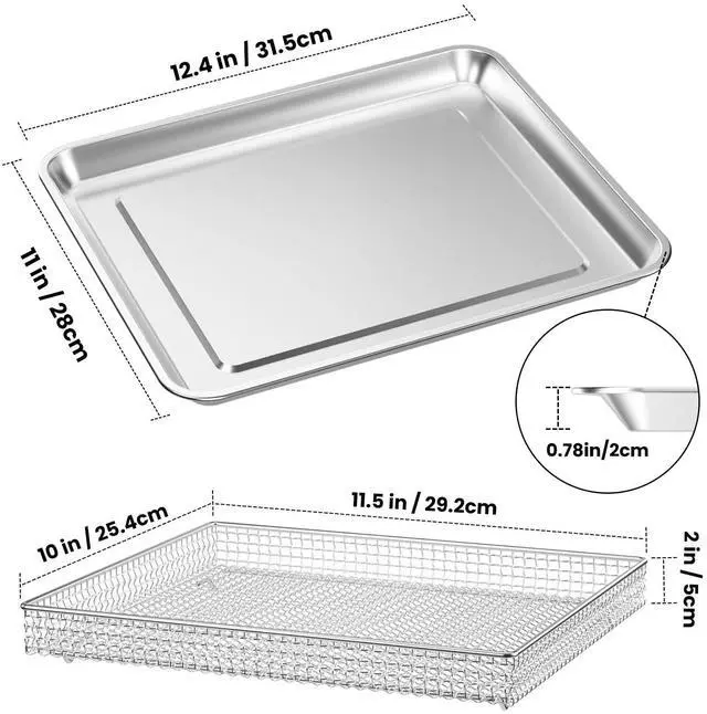 Alt view image 3 of 7 - Air Fryer Tray Replacement for Cuisinart TOA-60 TOA-65 TOA-70 Toaster oven tray, 12.4"x11"Air Fryer Basket and air fryer tray pan, Dishwasher Safe