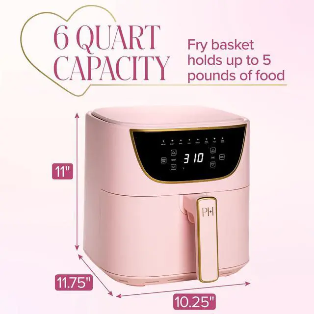 Alt view image 6 of 7 - 6-Quart Air Fryer, Nonstick Basket Made Without PFAS, Touchscreen, 8-in-1 (Fry, Roast, Broil, Bake, Reheat, Keep Warm, Pizza, Dehydrate), Dishwasher Safe Basket and Crisping Tray, Pink