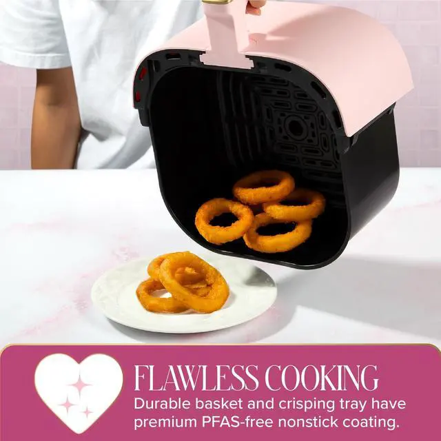 Alt view image 3 of 7 - 6-Quart Air Fryer, Nonstick Basket Made Without PFAS, Touchscreen, 8-in-1 (Fry, Roast, Broil, Bake, Reheat, Keep Warm, Pizza, Dehydrate), Dishwasher Safe Basket and Crisping Tray, Pink