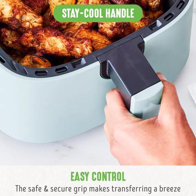 Alt view image 3 of 5 - 4.5QT Air Fryer, Mechanical Dial Controls, PFAS-Free Ceramic Nonstick Drawer, Adjustable Temp & Timer, LED Indicator, Oil-Less Cooking, Dishwasher Safe, Compact Family Size, Blue