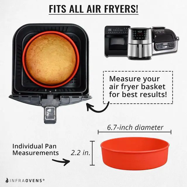 Alt view image 4 of 5 - Air Fryer Silicone Baking Set, 6.7 Cake Pan, Muffin Cups, Scraper & Cheat Sheet Non-Stick, BPA-Free Bakeware for Instant Vortex, Cosori, Ninja, Chefman & More by INFRAOVENS