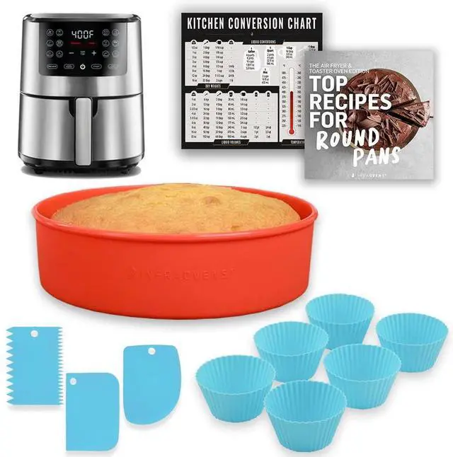 Main image of Air Fryer Silicone Baking Set, 6.7 Cake Pan, Muffin Cups, Scraper & Cheat Sheet Non-Stick, BPA-Free Bakeware for Instant Vortex, Cosori, Ninja, Chefman & More by INFRAOVENS