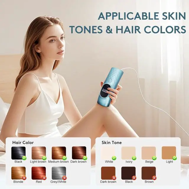 Alt view image 7 of 7 - Laser Hair Removal for Women and Men with Shaver Goggles Ice Cooling Painless IPL Hair Removal Device for Body 5 Adjustable Modes 999,999 Flashes Corded