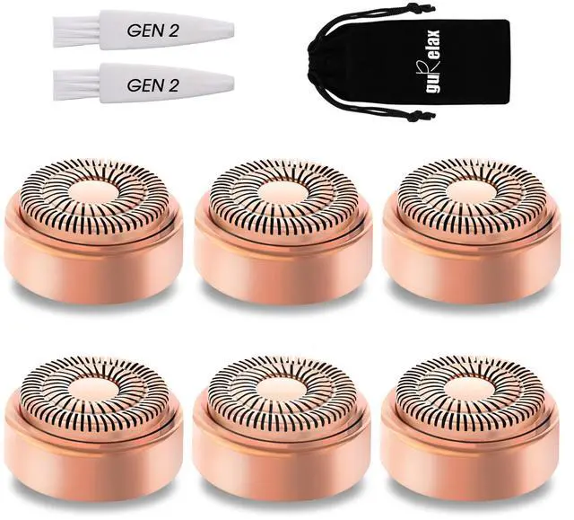 Main image of Replacement Heads for Flawless Facial Hair Remover,Gen 2 Replacement Blades for Finishing Touch Flawless Hair Removal, 6 Count 18k Gold Heads with Storage Bag