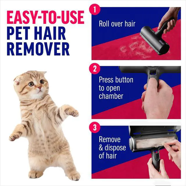Alt view image 3 of 7 - Pet Hair Remover Original Size Reusable Lint Roller for Cat & Dog Hair on Furniture, Couch, Carpet, Car, Rugs & Bedding Portable, Eco-Friendly (Black)
