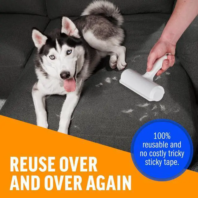 Alt view image 4 of 7 - Pet Hair Remover Original Size Reusable Lint Roller for Cat & Dog Hair on Furniture, Couch, Carpet, Car, Rugs & Bedding Portable, Eco-Friendly (White)