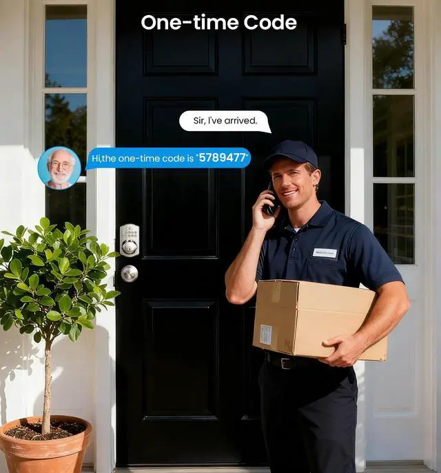 Alt view image 6 of 7 - Fingerprint Door Lock with 2 Knobs - Keyless Entry Door Lock with Handle, Electronic Keypad Deadbolt, Smart Front Handle Set, Auto-Locking, Waterproof, Easy Installation, Satin Nickel