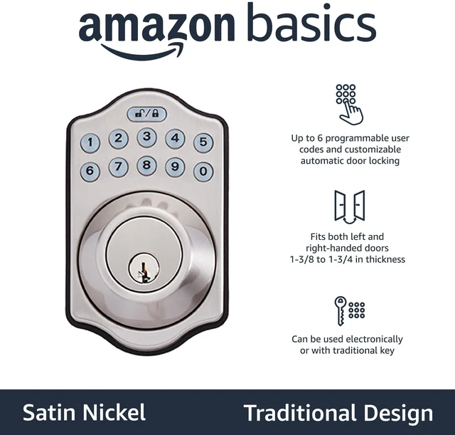 Alt view image 2 of 4 - Amazon BasicsEntry, Traditional, Satin Nickel, 1-Pack