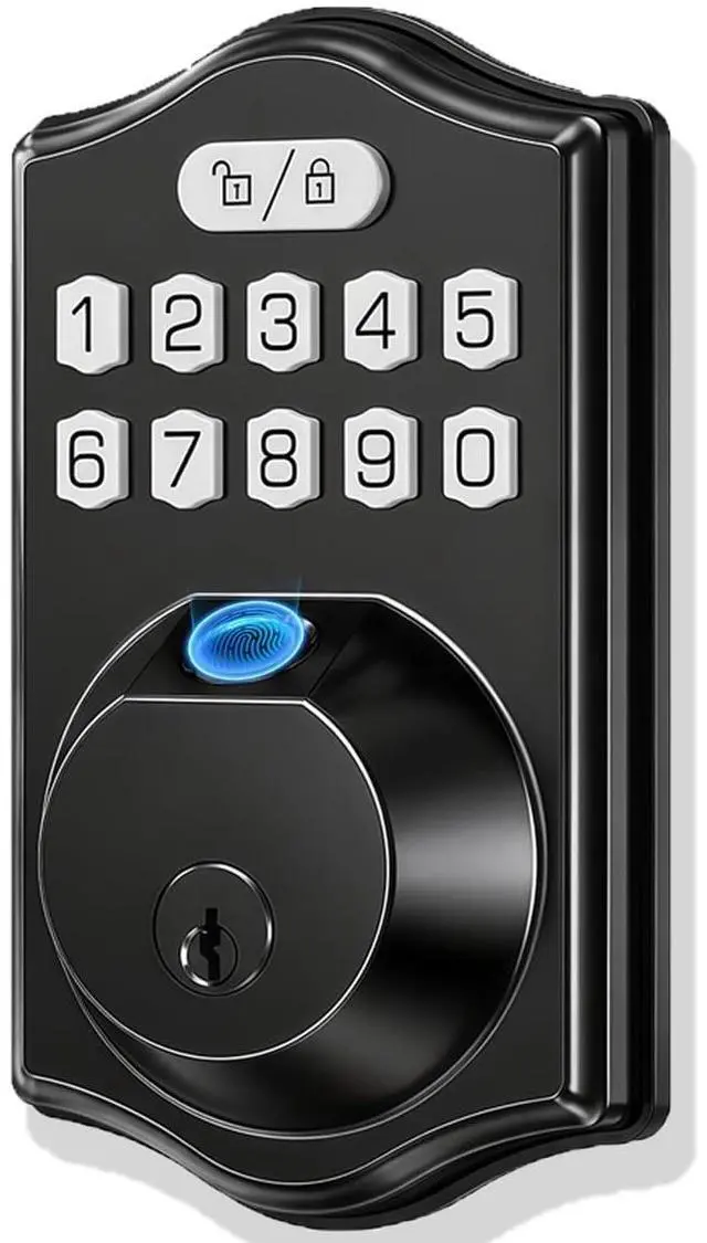 Main image of Deadbolts Lock for Front DoorFingerprint Door Lock 0.3s Fast Unlock 100 Fingerprints 100 Codes Keyless Entry Smart Electronic Keypad Digital Auto Lock 1-99s