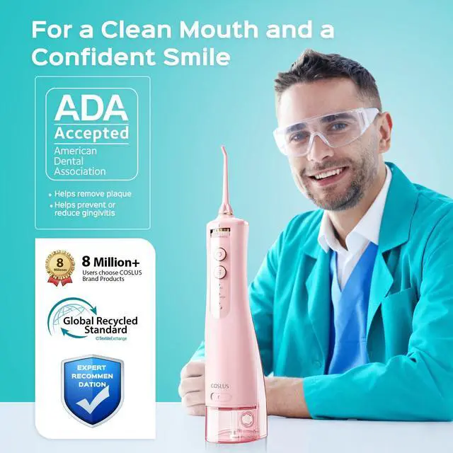 Alt view image 4 of 7 - E40 Portable Water Flosser for Teeth: ADA Accepted, 10 Pressure Settings Professional Water Dental Pick for Orthodontic, Braces & Sensitive Gums - Cordless for Travel Use, for Teens, BPA-Free