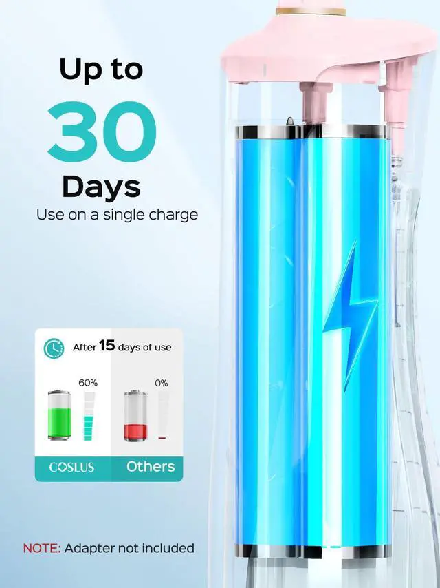 Alt view image 5 of 7 - E40 Portable Water Flosser for Teeth: ADA Accepted, 10 Pressure Settings Professional Water Dental Pick for Orthodontic, Braces & Sensitive Gums - Cordless for Travel Use, for Teens, BPA-Free
