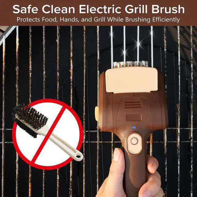 Alt view image 3 of 7 - Electric Grill Brush for Outdoor Grill, Cordless Electric BBQ Grill Cleaner, Rechargeable Grill Cleaning Stainless Steel Brush, Grill Scraper, BBQ Accessories Brown
