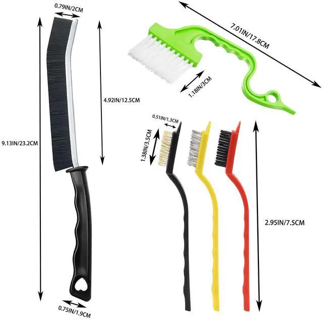 Alt view image 3 of 7 - Cleaning Brush, 9 Pcs Hard Bristle Crevice Cleaning Brush Set for Kitchen Bathroom Toilet Grout Bottle Gap Window Tracks, Multifunctional Home Essentials Scrub Cleaning Tools