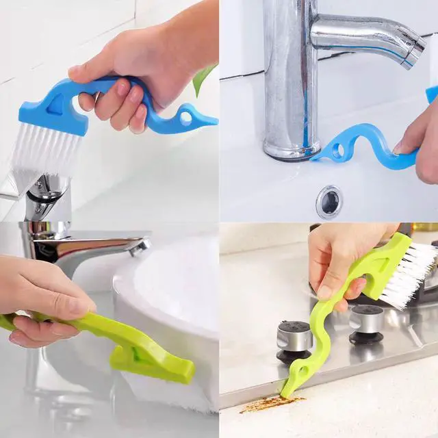 Alt view image 5 of 7 - Cleaning Brush, 9 Pcs Hard Bristle Crevice Cleaning Brush Set for Kitchen Bathroom Toilet Grout Bottle Gap Window Tracks, Multifunctional Home Essentials Scrub Cleaning Tools