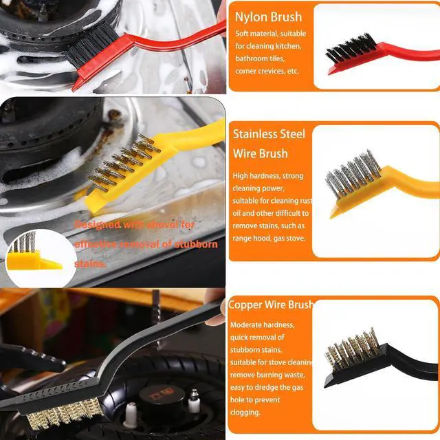 Alt view image 2 of 7 - Cleaning Brush, 9 Pcs Hard Bristle Crevice Cleaning Brush Set for Kitchen Bathroom Toilet Grout Bottle Gap Window Tracks, Multifunctional Home Essentials Scrub Cleaning Tools