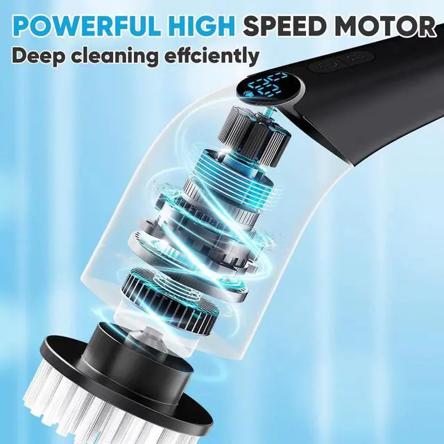 Alt view image 2 of 7 - Electric Spin Scrubber, Cordless Cleaning Brush Power Shower Scrubber Long Handle Extendable Handheld Electric Scrubber for Bathroom Floor Tub Tile with 8 Replaceable Brush Heads & Hook