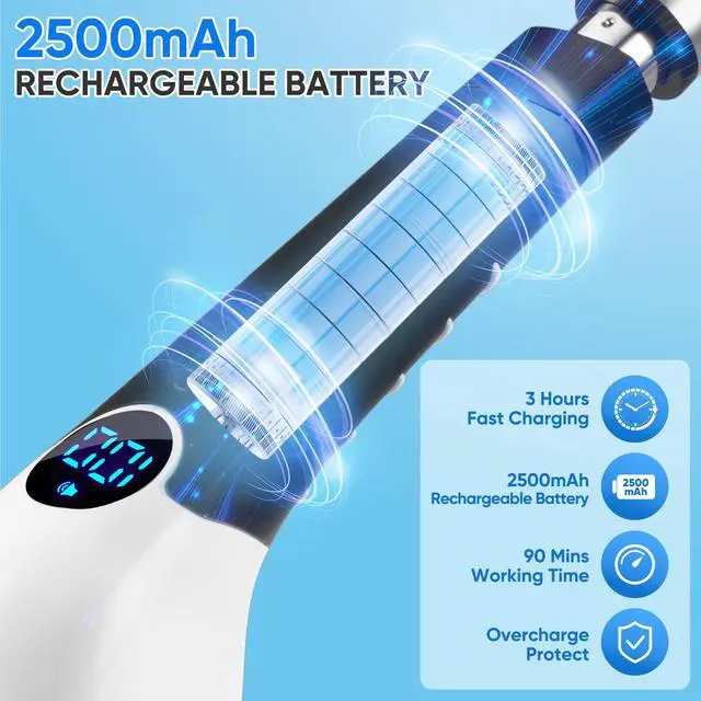 Alt view image 5 of 7 - Electric Spin Scrubber, Cordless Cleaning Brush Power Shower Scrubber Long Handle Extendable Handheld Electric Scrubber for Bathroom Floor Tub Tile with 8 Replaceable Brush Heads & Hook