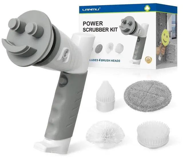 Main image of Electric Scrubber Sponge Wand Compatible with Scrub Daddy/Mommy Sponges, Cordless Power Spin Brush with Comfortable Handle, 5 Replaceable Heads for Cleaning Oven, Stove, Sink, Shower, Bathtub