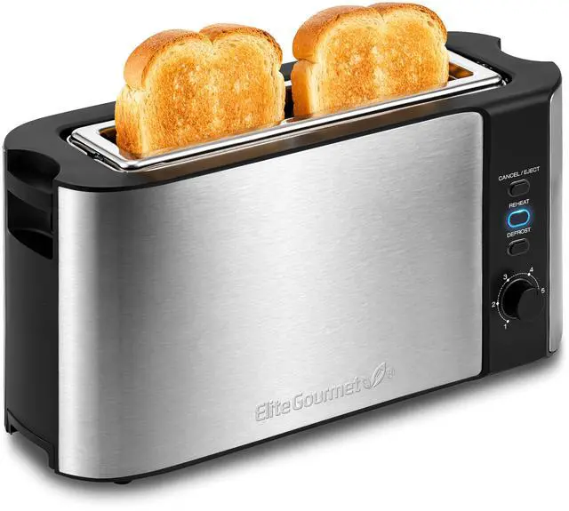 Main image of ECT3200 2-Slice, 1 Long Slot, Slim Toaster, Reheat, 6 Toast Settings, Defrost, Cancel Functions, Built-in Warming Rack, Extra Wide Slots for Bagels Waffles, Stainless Steel & Black