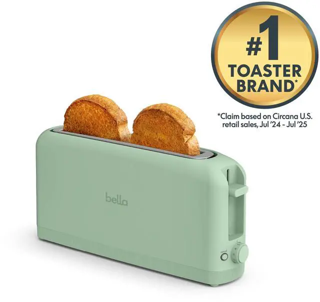 Alt view image 3 of 7 - 2 Slice Slim Toaster, Fits-anywhere Kitchenware, 6 Setting Shade Control with Reheat & Cancel Buttons, Fits Sourdough, 10 Long Slot, Anti Jam & Auto Shutoff, 900 Watt, Seaglass
