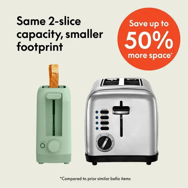 Alt view image 2 of 7 - 2 Slice Slim Toaster, Fits-anywhere Kitchenware, 6 Setting Shade Control with Reheat & Cancel Buttons, Fits Sourdough, 10 Long Slot, Anti Jam & Auto Shutoff, 900 Watt, Seaglass