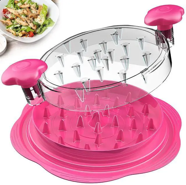 Main image of Chicken Shredder Tool Twist Large Chicken Breast Shredder with Brush&Fork, Visible Meat Shredder Machine, Anti-Slip Strip, Ergonomic Handle, BPA Free, Pork Beef Chicken(Hot Pink)