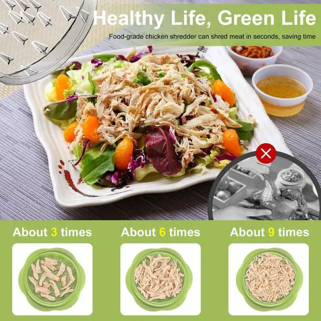 Alt view image 2 of 7 - Chicken Shredder Tool Twist Large Chicken Breast Shredder with Brush&Fork, Visible Meat Shredder Machine, Anti-Slip Strip, Ergonomic Handle, BPA Free, Suitable for Pork Beef Chicken(Matcha)