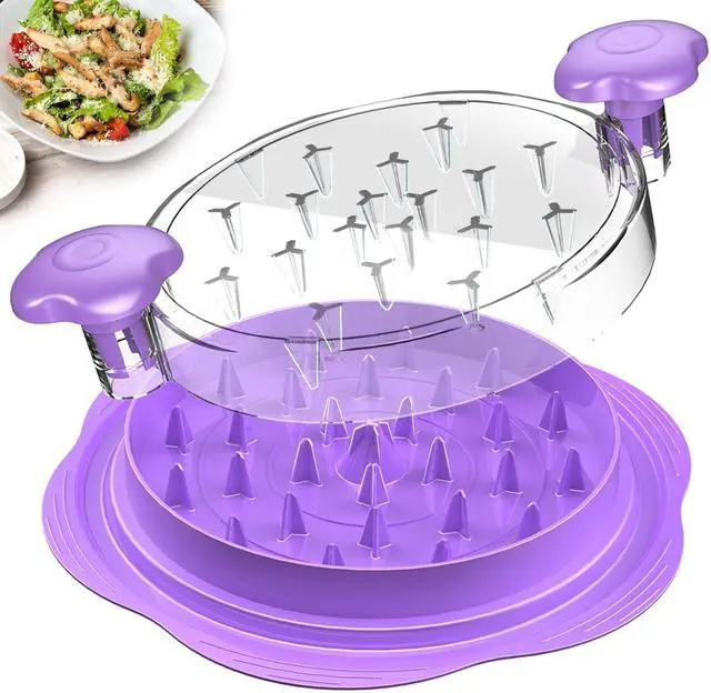 Main image of Chicken Shredder Tool Twist Large Chicken Breast Shredder with Brush&Fork, Visible Meat Shredder Machine, Anti-Slip Strip, Ergonomic Handle, BPA Free, Suitable for Pork Beef Chicken(Purple)