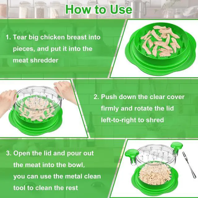 Alt view image 6 of 7 - Chicken Shredder Tool Twist Large Chicken Breast Shredder with Brush&Fork, Visible Meat Shredder Machine, Strong Anti-Slip Strip, Ergonomic Handle, BPA Free, Suitable for Pork Beef Chicken