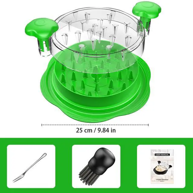 Alt view image 7 of 7 - Chicken Shredder Tool Twist Large Chicken Breast Shredder with Brush&Fork, Visible Meat Shredder Machine, Strong Anti-Slip Strip, Ergonomic Handle, BPA Free, Suitable for Pork Beef Chicken