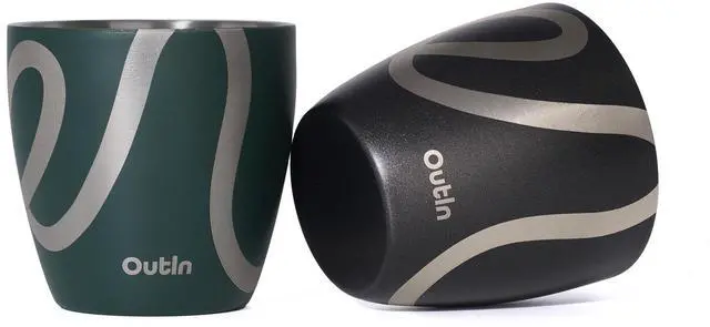 Main image of Espresso Cups Set of 2, Double Wall Insulated 75ml Stainless Steel, Portable Shot Glasses for Camping, Compatible with OutIn Coffee Machines