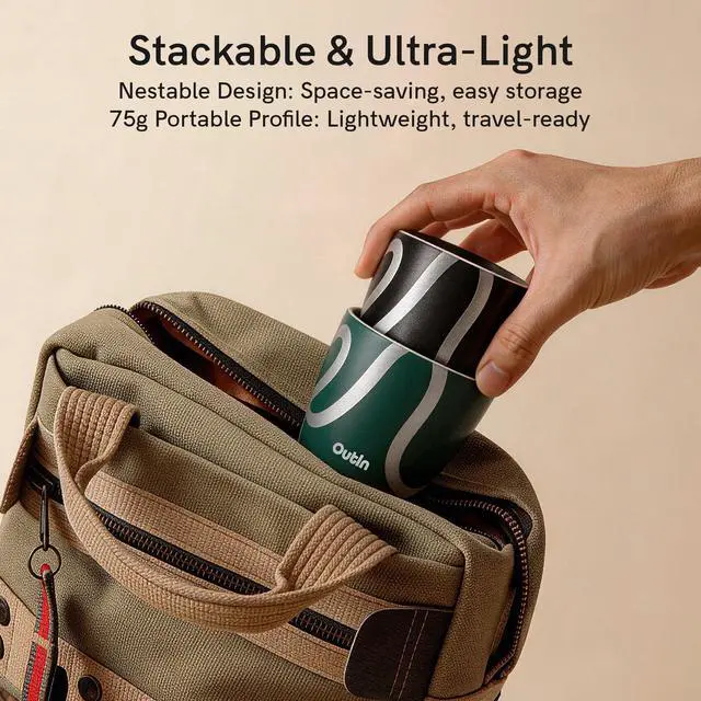 Alt view image 4 of 6 - Espresso Cups Set of 2, Double Wall Insulated 75ml Stainless Steel, Portable Shot Glasses for Camping, Compatible with OutIn Coffee Machines