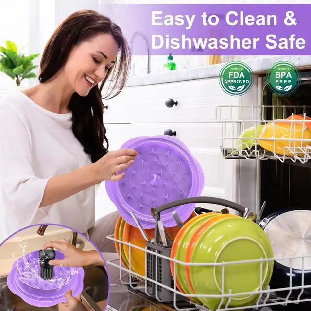 Alt view image 4 of 7 - Chicken Shredder Tool Twist Large Chicken Breast Shredder with Brush&Fork, Visible Meat Shredder Machine, Anti-Slip Strip, Ergonomic Handle, BPA Free, Suitable for Pork Beef Chicken(Purple)