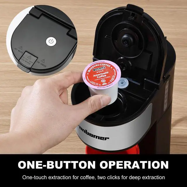 Alt view image 5 of 7 - K Cup Coffee Maker, Single Serve coffee machine or Ground Coffee Machine 2 in 1, 6 to 14 Oz Brew Sizes, Mini One Cup Coffee Maker with Self cleaning Function.