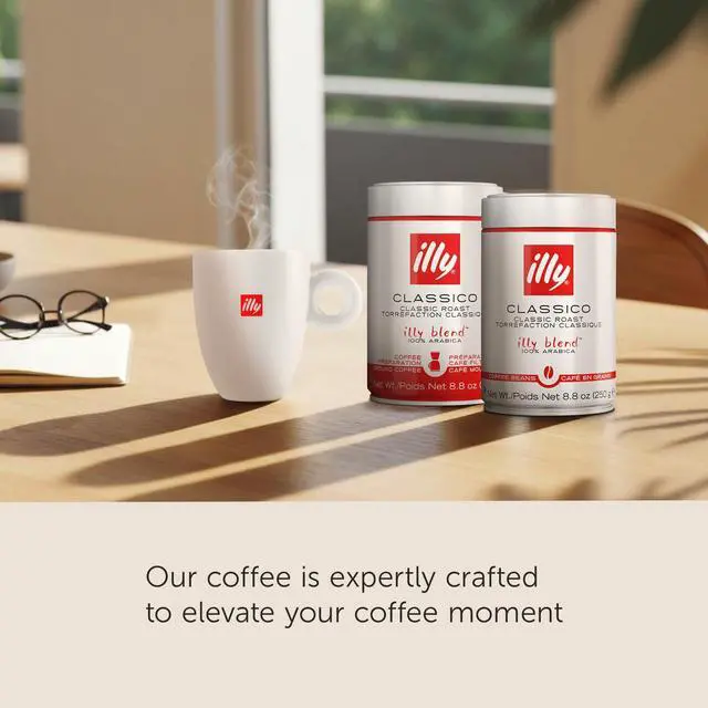 Alt view image 3 of 7 - Classico Whole Bean Coffee, Medium Roast, Classic Roast With Notes Of Caramel, Orange Blossom And Jasmine, 100% Arabica Coffee, No Preservatives, 8.8 Ounce Can (Pack Of 1)