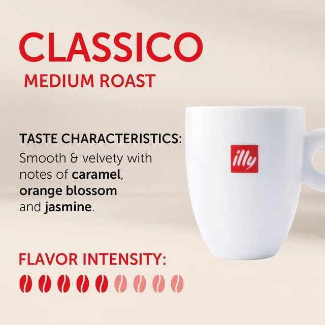Alt view image 2 of 7 - Classico Whole Bean Coffee, Medium Roast, Classic Roast With Notes Of Caramel, Orange Blossom And Jasmine, 100% Arabica Coffee, No Preservatives, 8.8 Ounce Can (Pack Of 1)