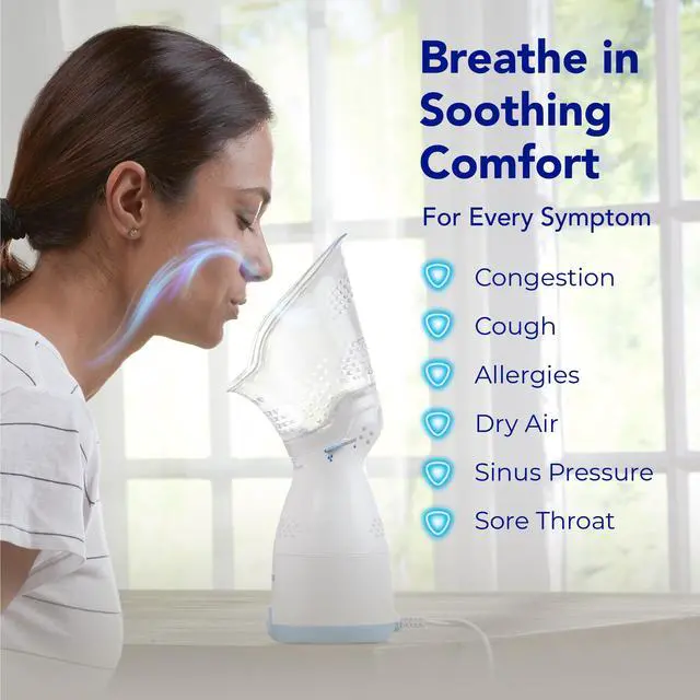 Alt view image 6 of 7 - Sinus Inhaler, Plug-in Non-Medicated Steam Inhaler for Sinus Relief, Allergies, Congestion & Colds, Vocal Steamer, Soothes Nasal & Throat Passages, Works with VapoPads (1 Included)