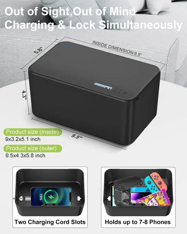 Alt view image 3 of 7 - Safe Timed Lock Box, Phone Lock Box with Timer Unplug from Phones,Video Games,Social Media,Snacks&Cravings,Self-Control Lockable Storage Box, Phone Locker Time Locking Container for Better Habits
