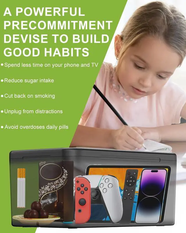 Alt view image 5 of 7 - Safe Timed Lock Box, Phone Lock Box with Timer Unplug from Phones,Video Games,Social Media,Snacks&Cravings,Self-Control Lockable Storage Box, Phone Locker Time Locking Container for Better Habits