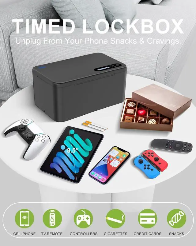 Alt view image 2 of 7 - Safe Timed Lock Box, Phone Lock Box with Timer Unplug from Phones,Video Games,Social Media,Snacks&Cravings,Self-Control Lockable Storage Box, Phone Locker Time Locking Container for Better Habits
